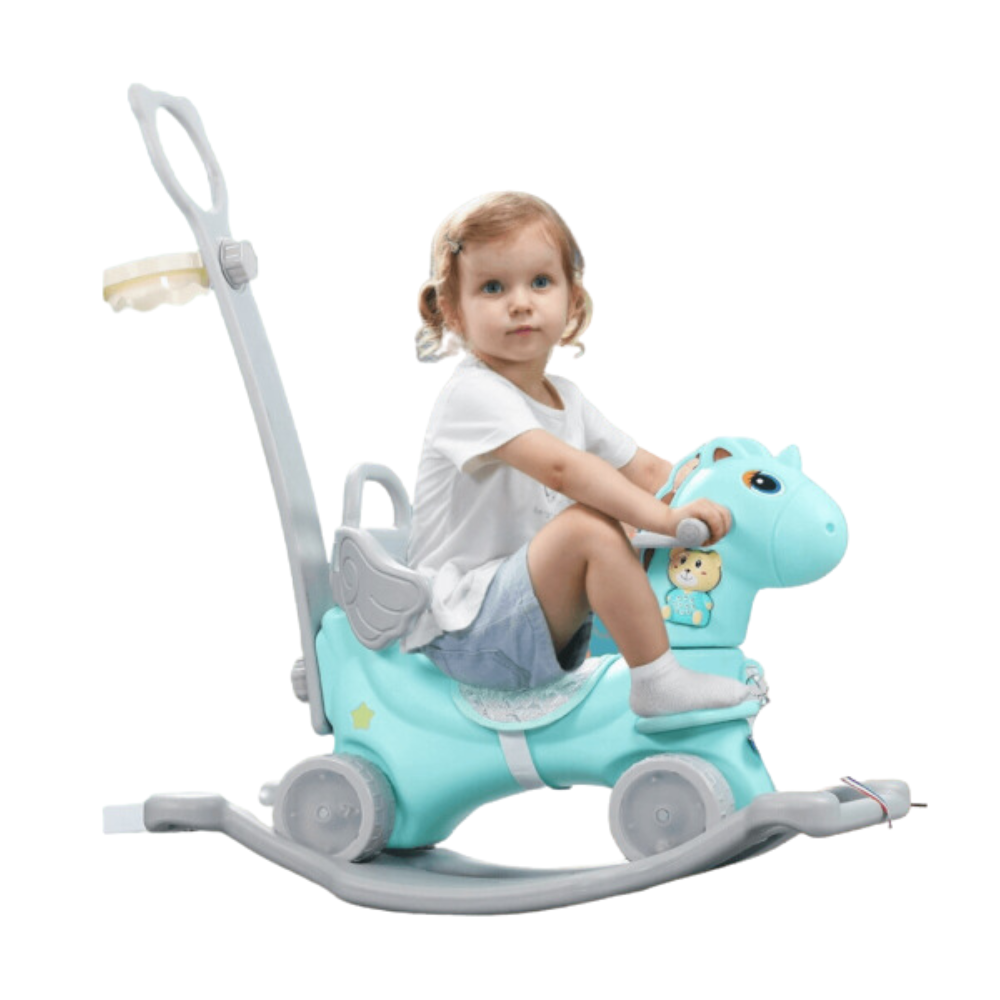 Kids Indoor Outdoor Ride On Musical Rocking Horse Fun and Engaging Foot to Foot Push Car Rocker