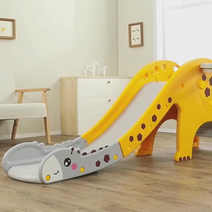 Kids Indoor & Outdoor Giraffe Slide with Ball Frame - Interactive Fun for Kids & Toddlers